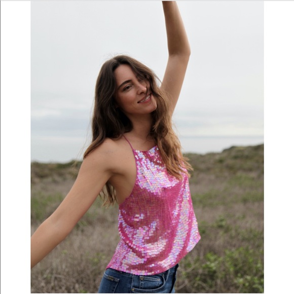 DKNY VINTAGE Red Sequin Top - Picture 7 of 7